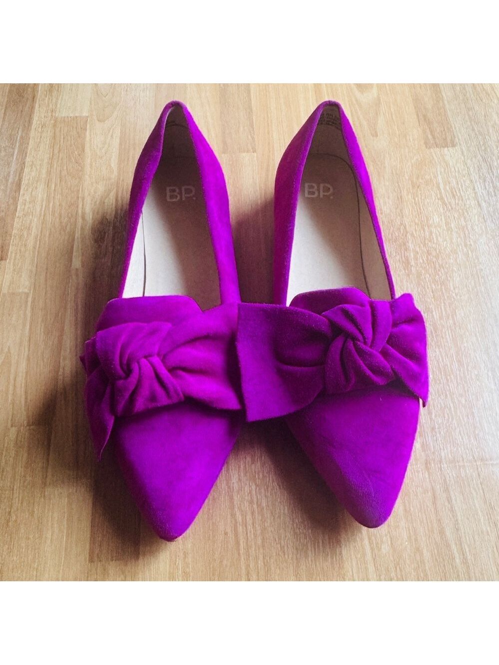 Bp suede fuchsia flats with bow size 6.5